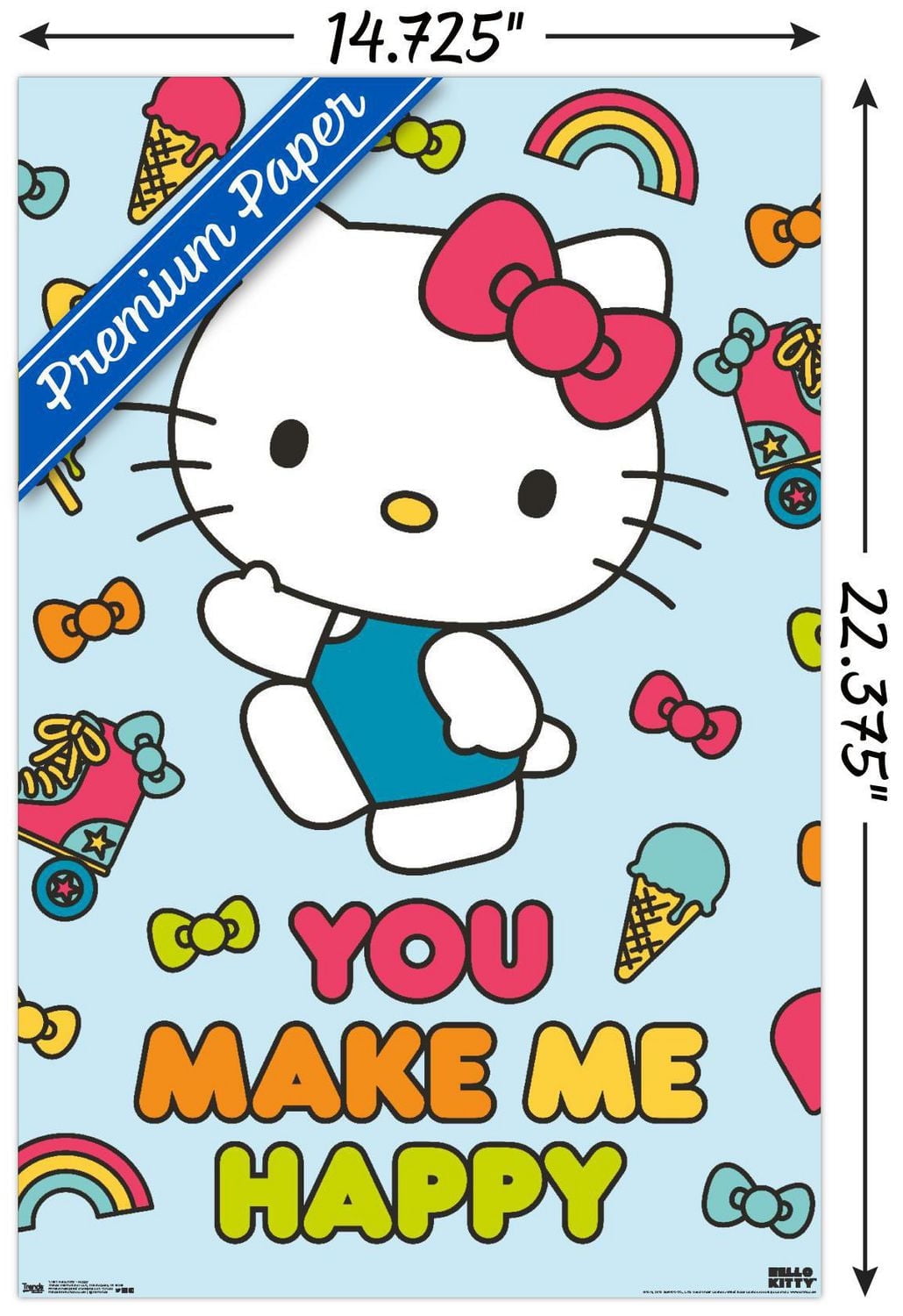 Hello Kitty - Happy Wall Poster, 22.375" x 34"
