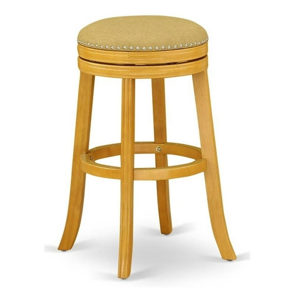 Pemberly Row 30" Wood Swivel Backless Bar Stool in Vegas Gold/Oak