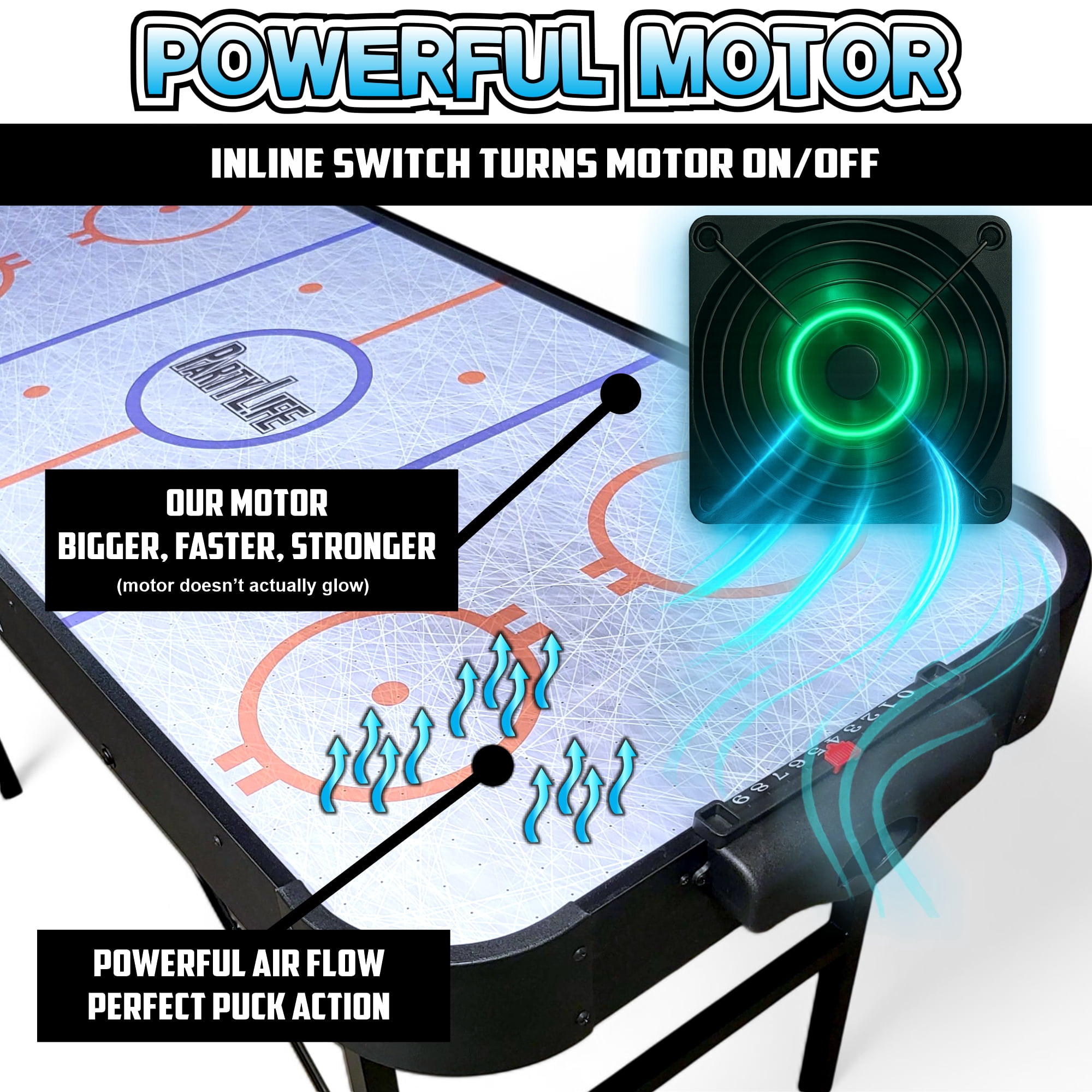 PartyLife 54-Inch Arcade Air Hockey Table – Fold & Store Leg Design, Smooth Playing Surface, Powerful Motor – Perfect for Kids & Adults