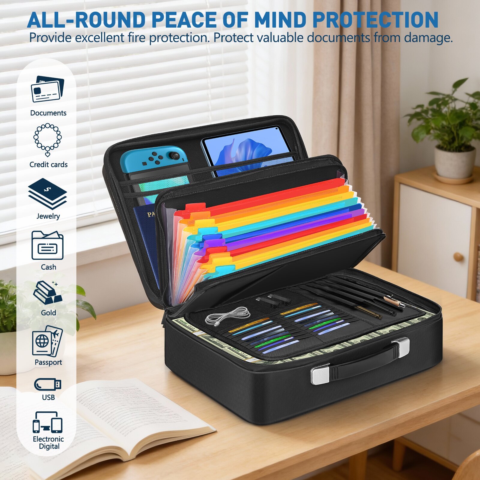 Panbear Fireproof Document Box With Combination Lock photo 4