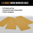 thumbnail image 4 of Dura-Gold Premium 1/3 Sheet Gold Sandpaper Sheets, 80 Grit (Box of 20) - 3-2/3" x 9" Size Hook & Loop Backing, Wood Furniture Woodworking, Auto Paint - Jitterbug Sanders, Clip-On, Hand Sanding Blocks, 4 of 6