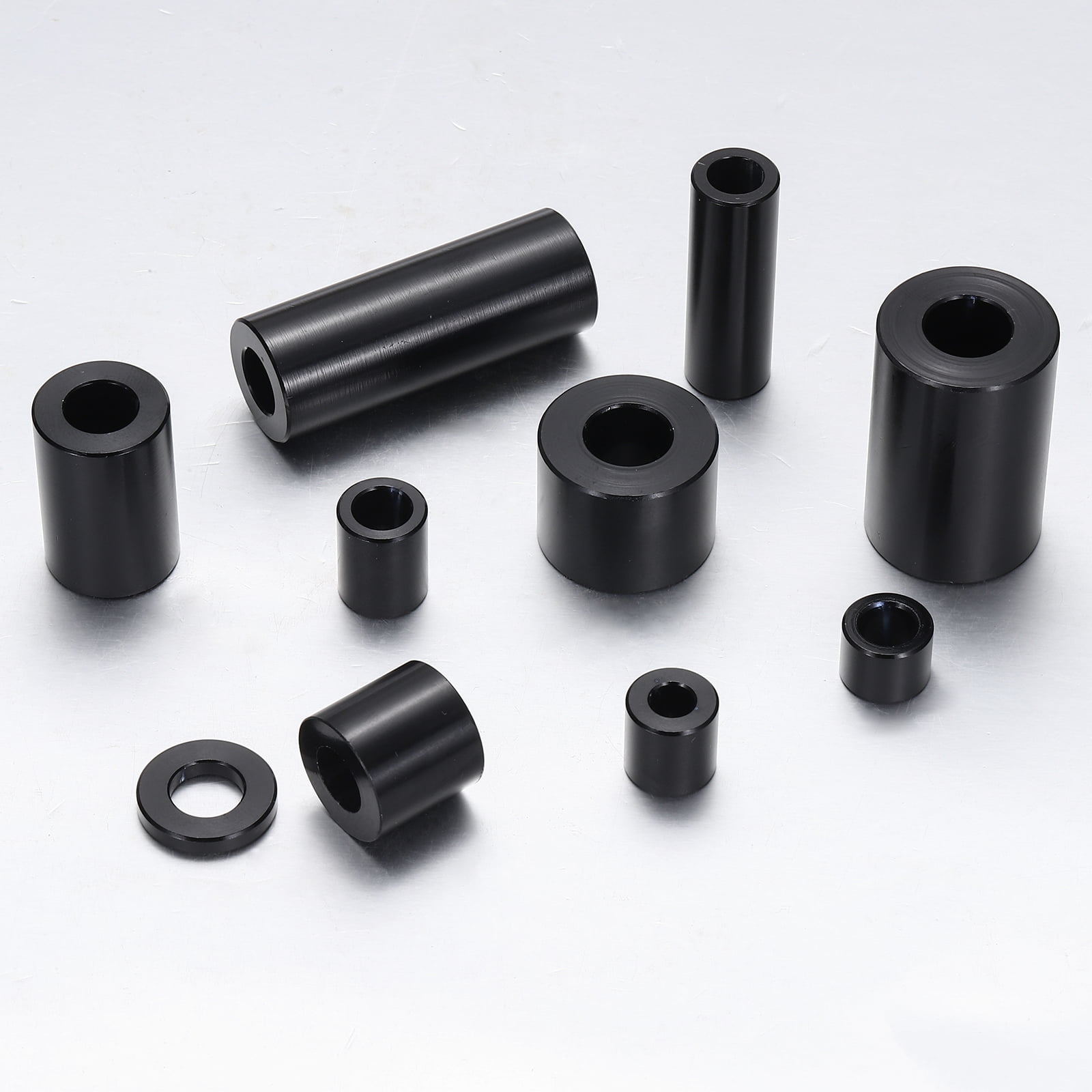 Uxcell 8pcs M12 Metal Spacers, M12 IDx1" ODx1" Length Aluminium Spacer Round Unthreaded Standoff Bushing Plain Finish for Screw Bolts, Black