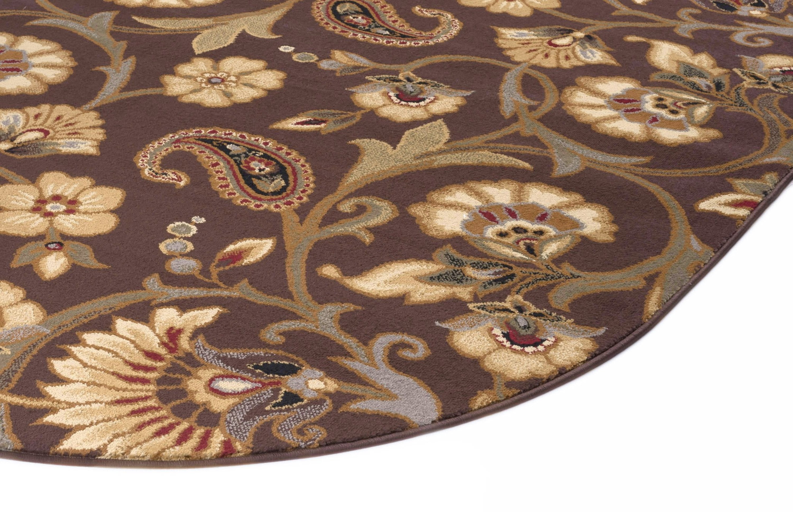 Transitional Area Rug (6'7'' x 9'6'' Oval) Floral Brown, Sage Green Living Room Easy to Clean