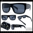 thumbnail image 2 of Locs Mens Skull Pattern Arm Thick Temple Rectangle Gangster Sunglasses Shiny Black - Light Skull, 2 of 8
