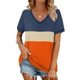 thumbnail image 2 of fatyb Womens V Neck Short Sleeve T-Shirts Color Block Loose Tee Casual Tops Summer Blouses for Women, 2 of 5