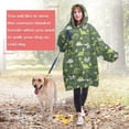 thumbnail image 4 of Wearable Oversized Blanket,DarkGreen Cartoon Dinosaurs Plants Pattern Wearable Blanket Hoodie for Adults,Cozy Hooded Blankets with Super Pockets,Super Warm Fuzzy Pullover for Women & Men, 4 of 6