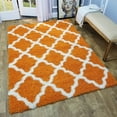 thumbnail image 2 of Soft Shag Area Rug 3x5 Moroccan Trellis Orange Ivory Shaggy Rug - Contemporary Area Rugs for Living Room Bedroom Kitchen Decorative Modern Shaggy Rugs, 2 of 7