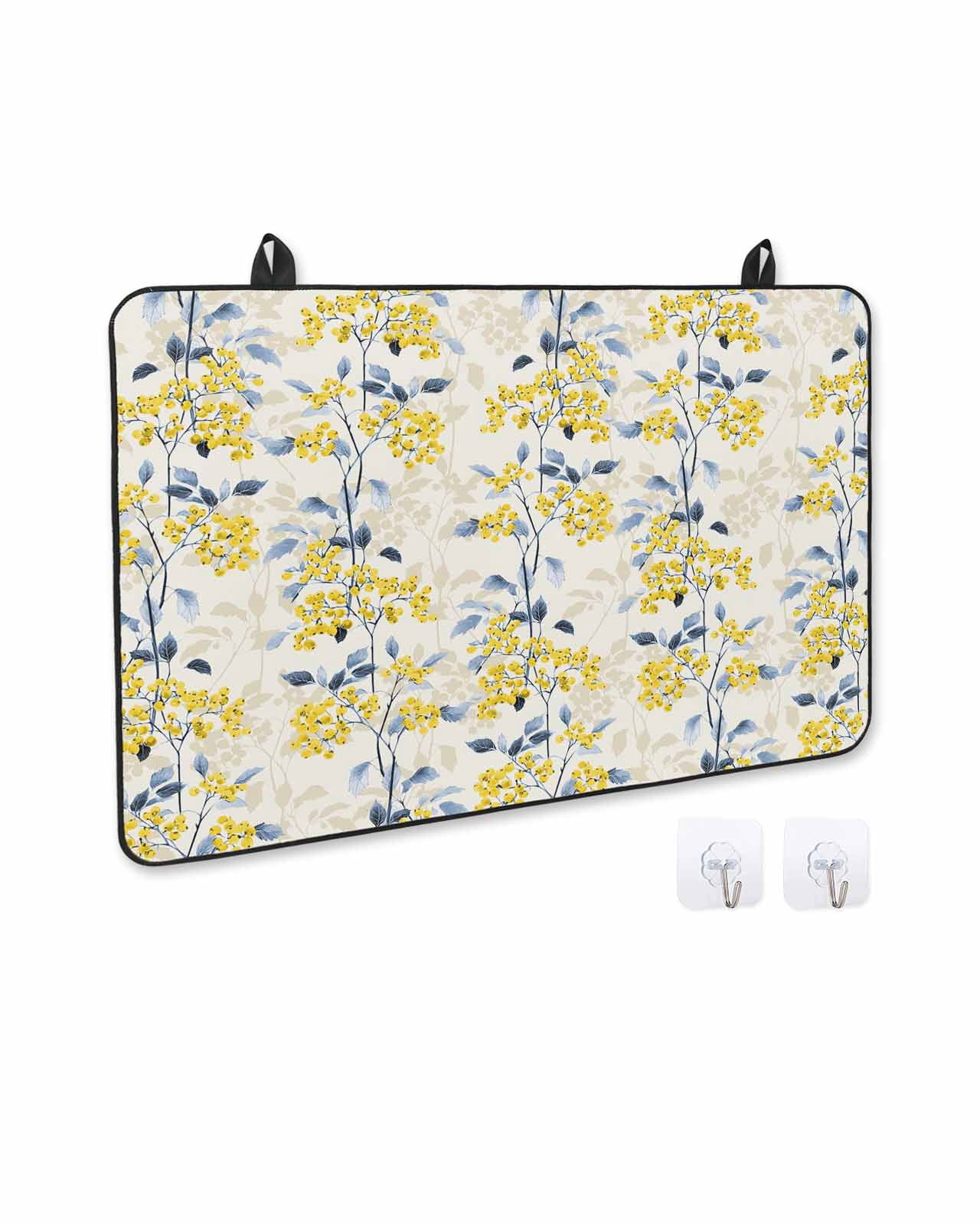 nqOlkjepod Large Induction Cooktop Protector Mat 24"x21", Yellow Blue Spring Floral Stove Top Covers for Electric Stove, Summer Botanical Farmhouse Stove Burner Cover Mats, Glass Top Stove Cover