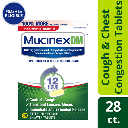 Mucinex DM Max Strength 12 Hour Cough Medicine - Tablets - 28ct