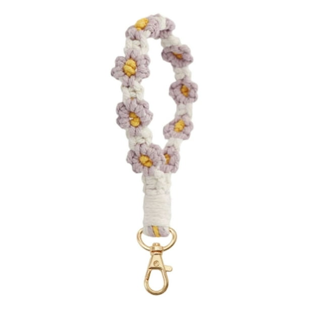Llavero Pulsera Llavero Tejido Exquisito Llavero Pulsera Cordón Cordón Para Teléfono Móvil Cadena De Flores Tejido A Mano Decoración De Alta Gama
