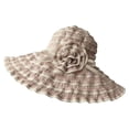 thumbnail image 3 of HuangHuanChen Women's Pleated Striped Sun Hat Wide Brim Floppy Hat UPF 50+ UV Protection Wide Brim Bucket Hat Sun Hats for Women Hiking Fishing Hats Khaki One Size, 3 of 3