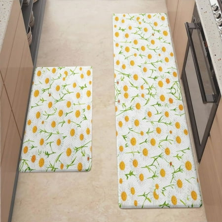 

Anti Fatigue Kitchen Mat Daisy Kitchen Rugs Non Slip Cushioned Standing Mat for Sink Floor Laundry Office Desk Pro 17.3 x 59