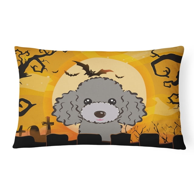 Carolines Treasures BB1817PW1216 Halloween Silver Gray Poodle Fabric Decorative Pillow