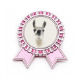 thumbnail image 1 of No me gustan las alpacas. Insignia broche Medalla rosa premiada, 1 of 3