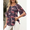 thumbnail image 4 of ONLYSHE Womens Crew Neck Flowy T Shirts Short Sleeve Pleated Ruffle Summer Tunic Tops Loose Fit Henley Blouse, 4 of 6