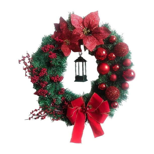de Navidad Simución Colgante de pared de 25 cm rojo Gloria Corona de vacaciones