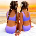 thumbnail image 5 of Grblisyd Girls Swimsuits Two Piece Casual Scoop Neck Gradient Bikini Sets Size 1-10 Years, 5 of 6