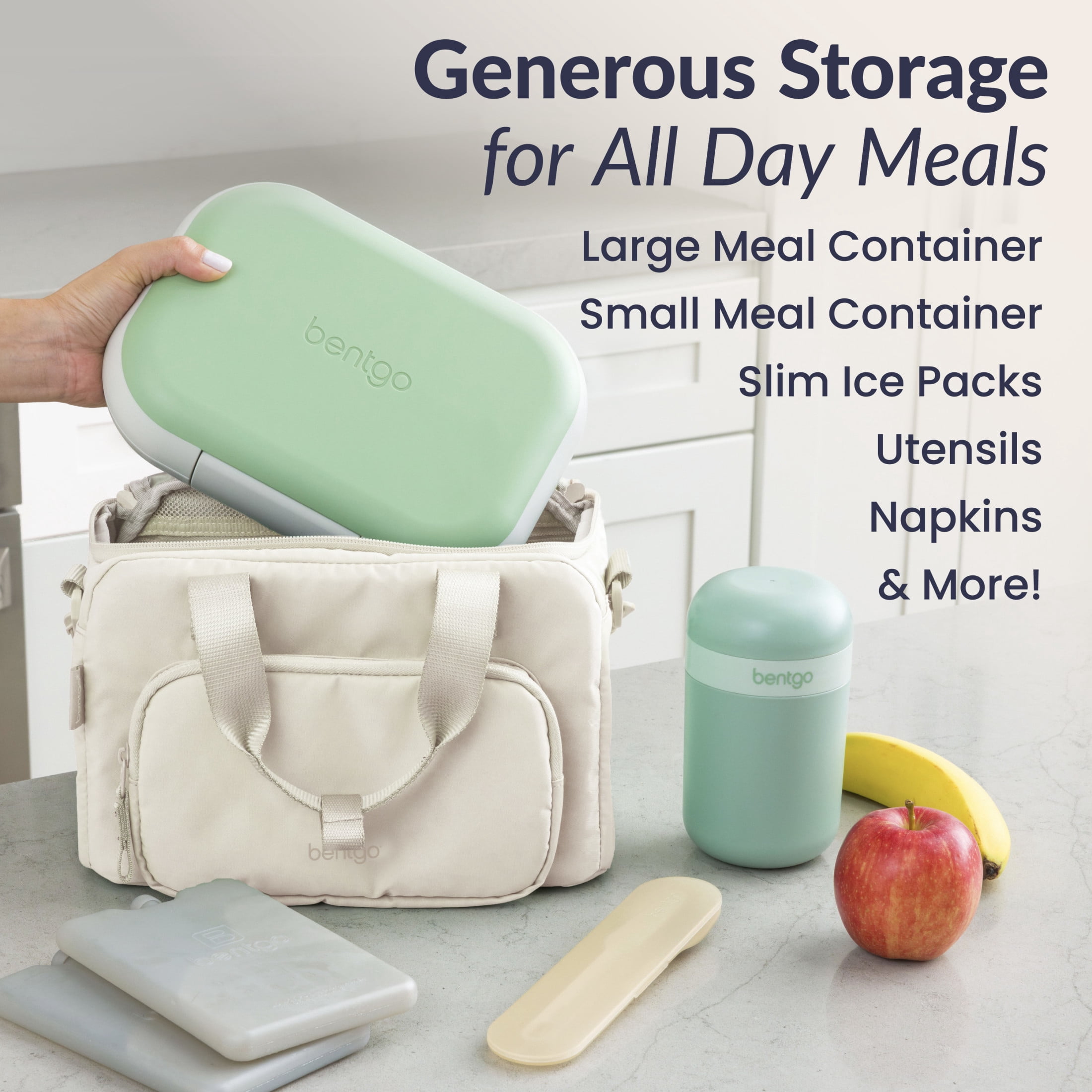 Bentgo Insulated Lunch Bag – Extra-Large Capacity Adult Lunch Bag with Shoulder Strap and External Storage Compartment, Durable, Lightweight, Ideal for Work, School, & Meals On the Go (Bone)