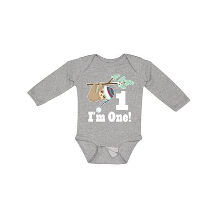 

Inktastic First Birthday Sloth 1 Year Old Gift Baby Boy or Baby Girl Long Sleeve Bodysuit