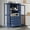 Blue, variant on Kitchen Pantry Cabinet, Farmhouse Pine Wood Freestanding Storage Cabinet with Glass Doors, 4 Drawers & Shelf, Large Display Organizer for Kitchen, Dining Room, Home Office, White