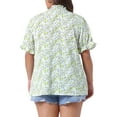 thumbnail image 4 of DARING DIVA Women's Plus Floral V Neck Ruffle Puff Short Sleeve Blouse 4X Green, 4 of 6