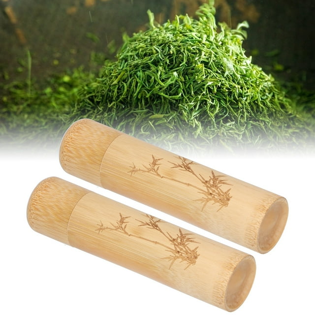 Bamboo Tube Round Carbonized Tea Nuts Incense Canister with Lid for Home Office Use