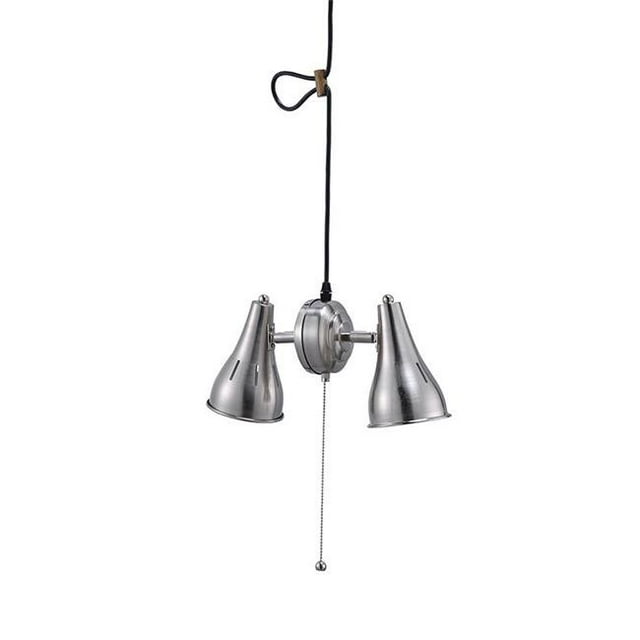 ORE International 7" Dual Brush Silver Adj Metal Cone Pull String Pendant Ceiling