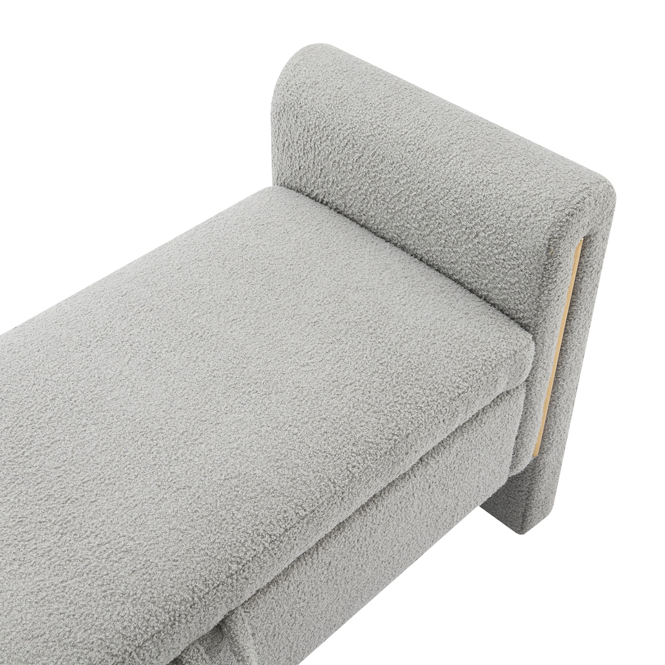 Orion Modern 41.7"W Teddy Upholstery Storage Ottoman Bench with Metal Accents, Grey
