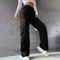 thumbnail image 4 of TIHLMK Womens Trousers Women's Casual Pants Cow Pocket Straight Cylinder Overalls Solid Color Gifts for Women, 4 of 9