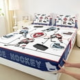 thumbnail image 3 of jejeloiu Hockey Sport Lovers Queen Sheet Sets,Boys Ball Game Flat Sheet,White Blue Queen Fitted Sheet For Girls Boys,Ultra Soft Home Decor,4 Pieces, 3 of 7