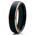 thumbnail image 2 of Silly Kings Black Tungsten Wedding Band Rose Gold Tungsten Ring Men & Women 6mm Tungsten Carbide Ring Brush Finish Comfort Fit, 2 of 3