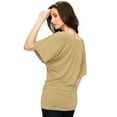 thumbnail image 4 of Made by Johnny Women's Boat Neck Short Sleeve Dolman Drape Top M TAUPE, 4 of 6