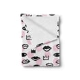 thumbnail image 2 of Love Soft Flannel Fleece Blanket, Handmade Brush Drawn Like Lips Eyes and Crowns on a Background of Polka Dots, Cozy Plush for Indoor and Outdoor Use, 60" x 80", Rose Charcoal Grey, by Ambesonne, 2 of 5