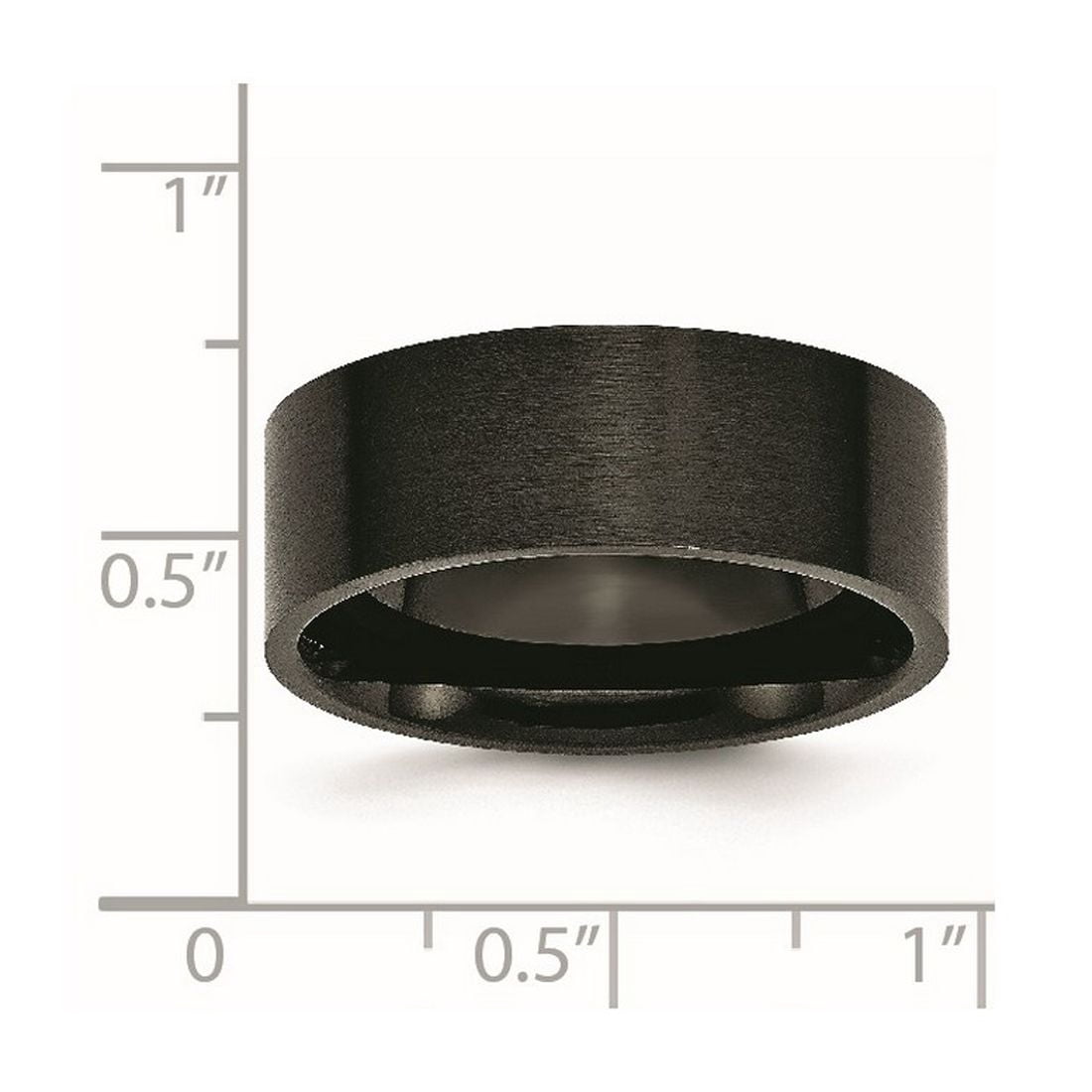 Stainless Steel 8mm Black Ip Plated Brushed Flat Band Ring Size 7 Ring for Women and Men