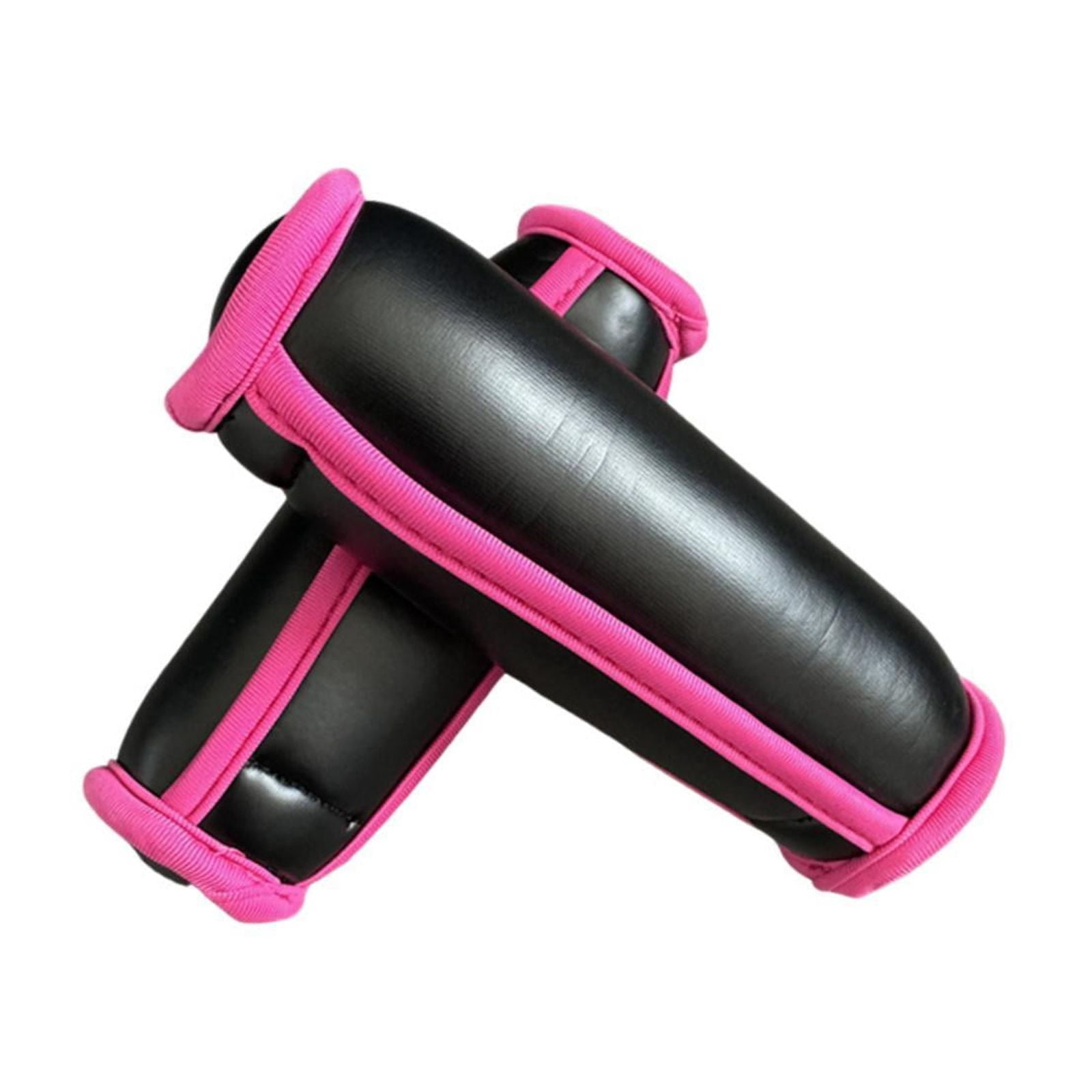 funtasica 2Pcs Handle Weights Soft Dumbbells Total 1lb Workout with Hand Strap Walking Weights for Cardio Mom Dad Women Men Gym Fitness Black Pink