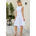thumbnail image 6 of HVEOO Women's Cocktail Dress Formal Wedding Guest Church Dresses Ruched Waist Party Prom High Low Dress, White Size L, 6 of 10