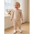 thumbnail image 6 of RUINIXCW Toddler Baby Girl Spring Fall Winter Clothes Infant Baby Girls 2 Pieces Outfit Twist Textured Jacquard Long Sleeve Crewneck Sweatshirt and Pockets Pants Set, 6 of 8