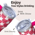 thumbnail image 4 of 20oz Geometric Texture Insulated Travel Mug, Stainless Steel Double Wall Tumbler with Handle Leak Proof Straw Lid, 4 of 5
