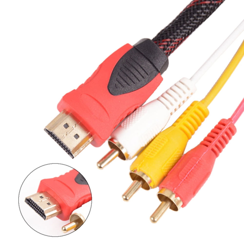 HDMI to RCA Cable, 1080P 5ft/1.4m HDMI Male to 3-RCA Video Audio AV Cable  Connector Adapter Transmitter for TV HDTV DVD 
