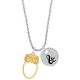 thumbnail image 1 of Delight Jewelry Goldtone Large Owl Outline Silvertone Script Initial Disc - & - Charm Necklace, 20"+3", 1 of 4