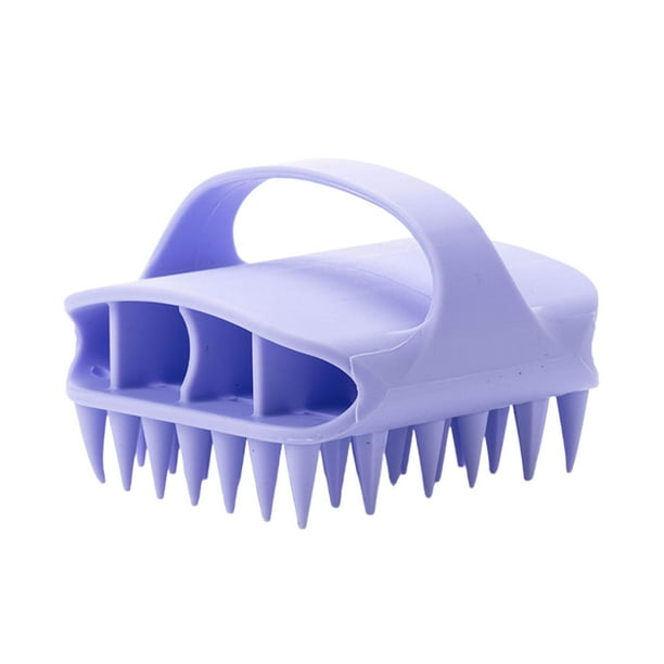 Cepillo masajeador de cuero cabelludo para cabello húmedo y seco, herramienta compacta para masaje del cuero cabelludo. Violeta