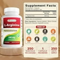 thumbnail image 2 of Best Naturals L-Arginine 500mg 250 Capsules - Pharmaceutical Grade L Arginine supplement promotes nitric oxide synthesis, 2 of 8