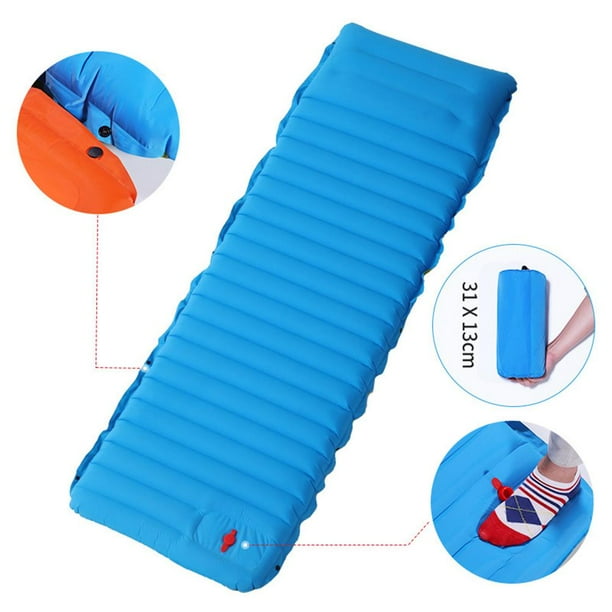 Colchón de aire inflable Cama para dormir automática Cojín de picnic (azul verde)