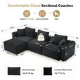 thumbnail image 2 of Zimtown 112''W Modular Sectional Sofa L Shaped 3-Seat Cloud Sofa Comfy Corduroy Couch with Chaise Lounge, Black, 2 of 10