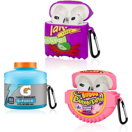 [3Pack] Cute Cover Airpods 3rd Generation Case  Sport Water+Tekis Potato+Bubble Gum Air pods 3 Silicone Case Funny 3D Cartoon Food Design for Airpods 3rd Generation Charging Case