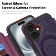 thumbnail image 2 of Allytechgroup iPhone 16 Plus Wallet Case Compatible with MagSafe, PU Leather Folio Card Holder RFID Blocking Shockproof Flip Cover Hidden Closure Phone Case for Apple iPhone 16 Plus, Purple, 2 of 8