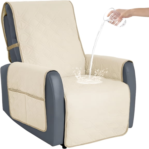 XIBUFE 2026 New 30Inch Recliner Slipcovers Waterproof Sofa Cover Recliner Chair Cover Quilting Craft Anti-Slip Suitable for Pets Indoor Bedroom Office Living Room Home Décor,Ivory