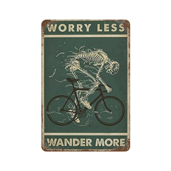 Vintage Skeleton Cycling Metal Sign Tin Sign Metal Tin Sign 8x12 Inch