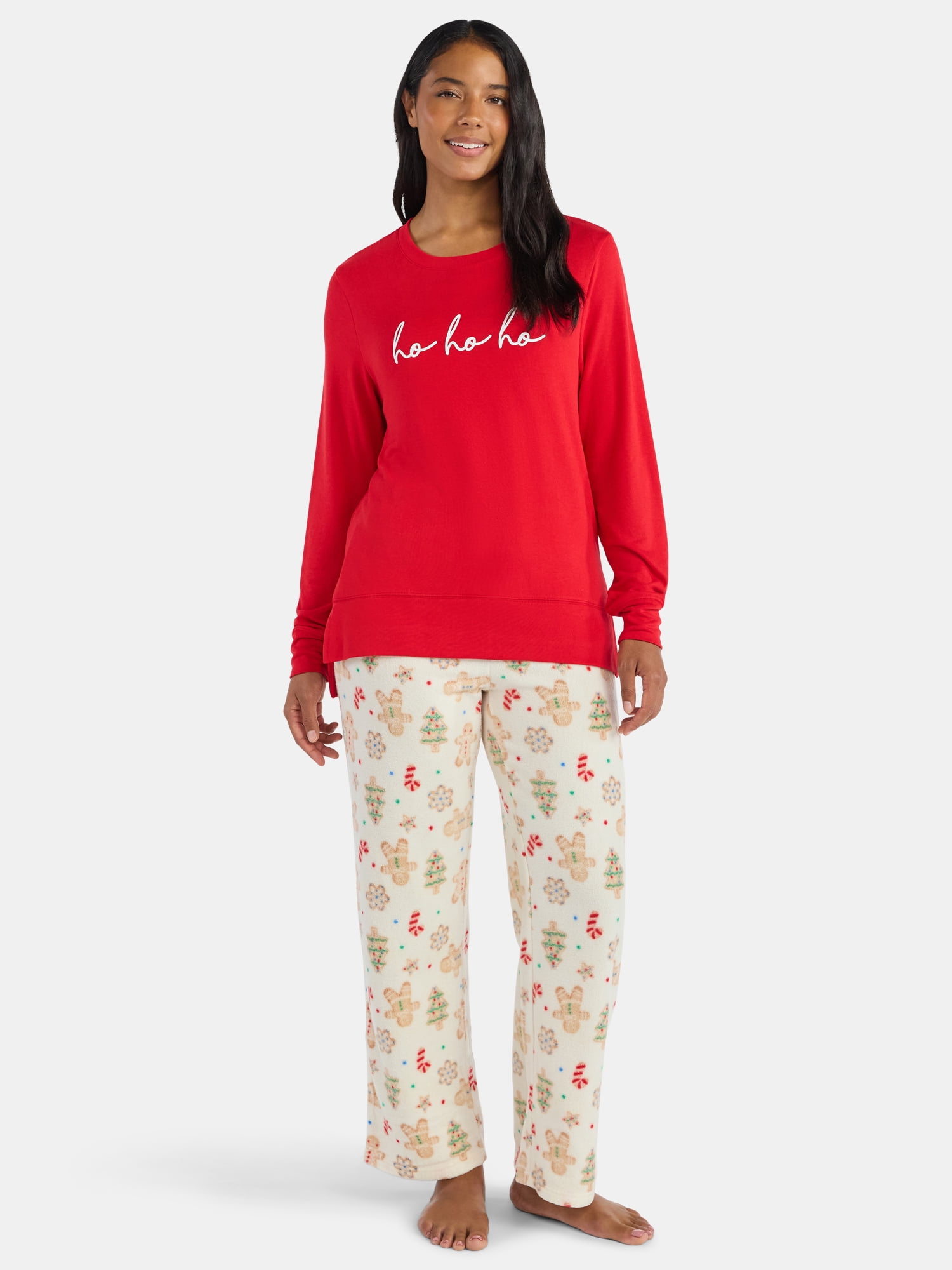 Women's Christmas Three Times Crewneck Hacci Top from Holiday Time, Sizes S-XXXL