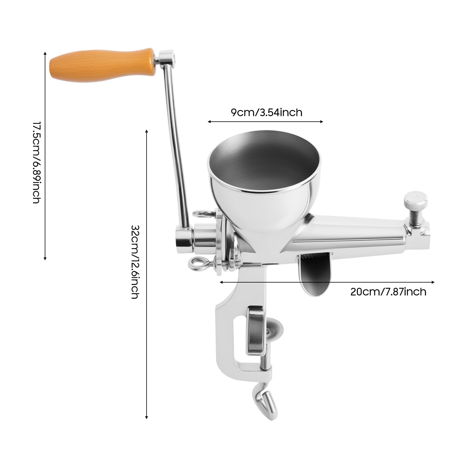 Stainless Steel Manual Juicer for Wheatgrass, Fruits, and Vegetables, Slow-Press with Low-Speed Spiral Auger, Easy Clamp Installation, High Nutrient Retention